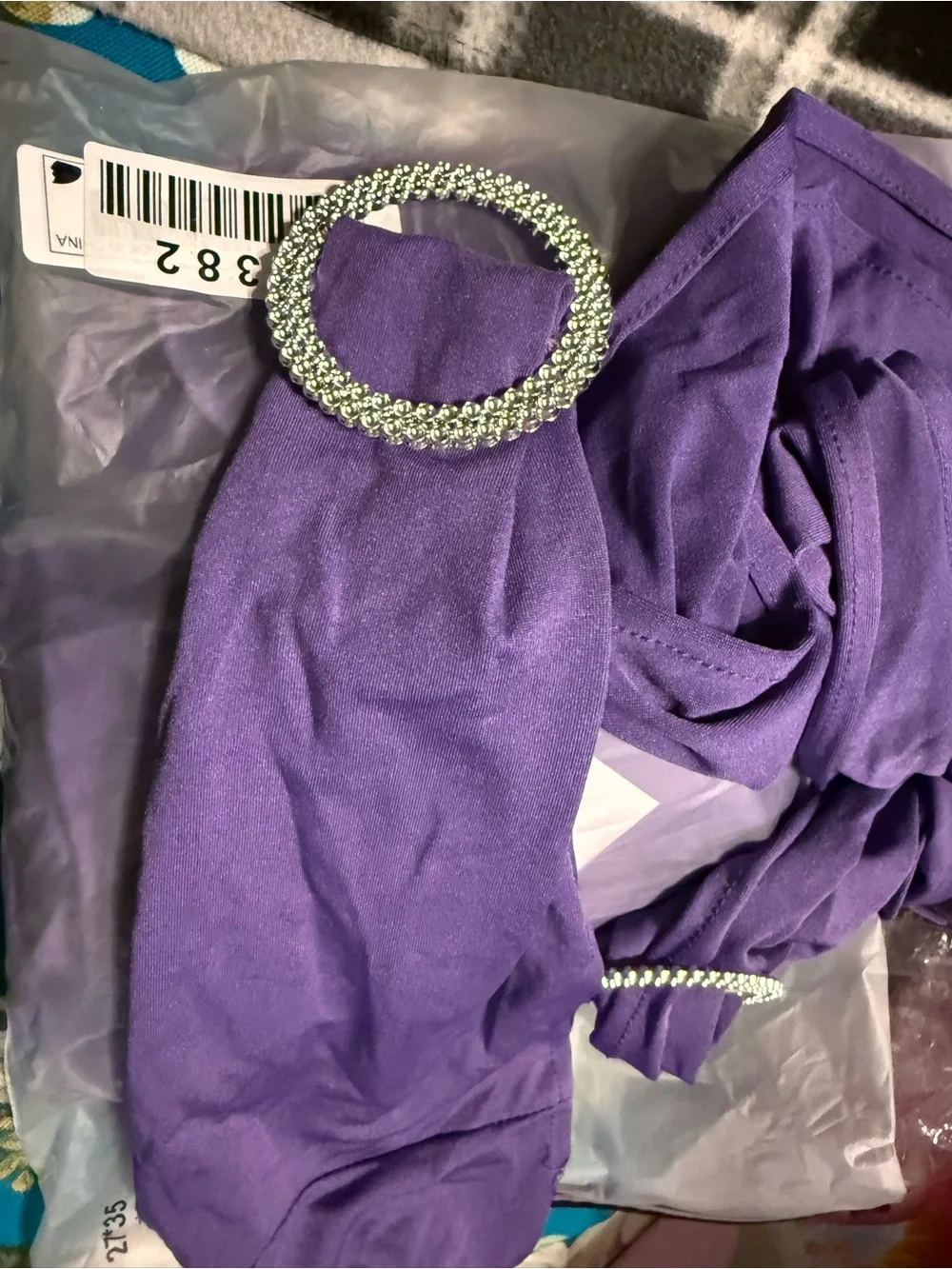 Ina Purple Stretch Chair Sash with Rhinestone Buckle